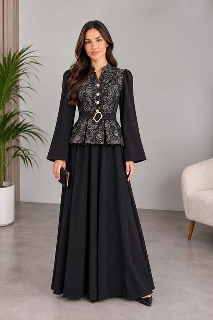 Şal Desen Peplum Takım — görsel 1