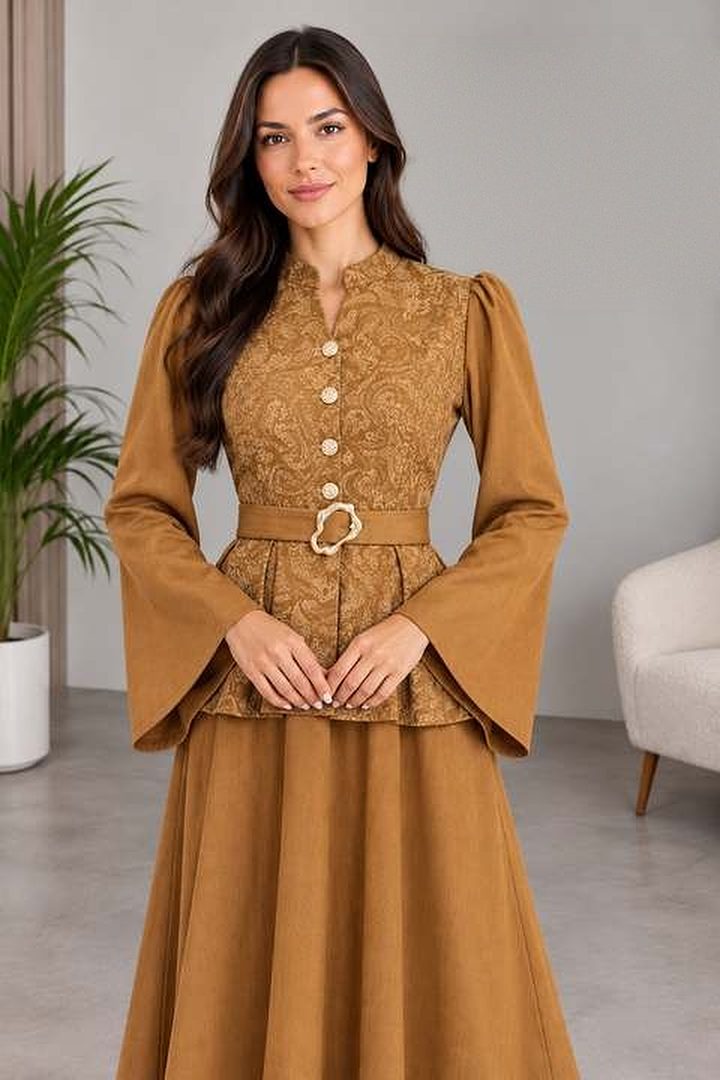 Şal Desen Peplum Takım — görsel 2
